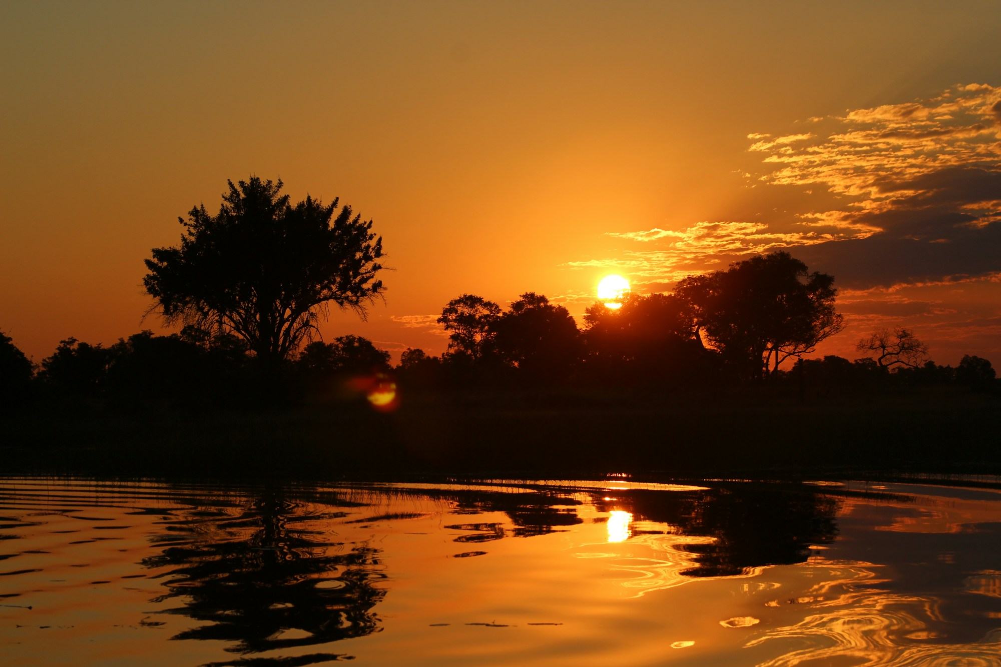 Sunset over the water